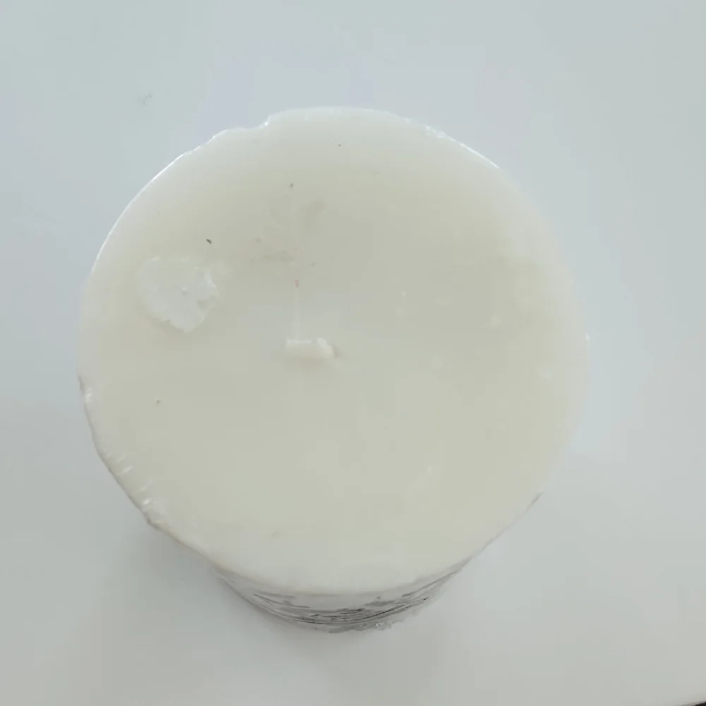 White Tree Accent Pillar Candle with Metallic Star Details
